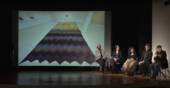 Panel discussion featuring Naomi Beckwith, Chief Curator, Mary Clare Stevens, Executive Director of the Mike Kelley Foundation, Rieko Aizawa, Jesse Mills, and Russell Carmony, Gallery Guide